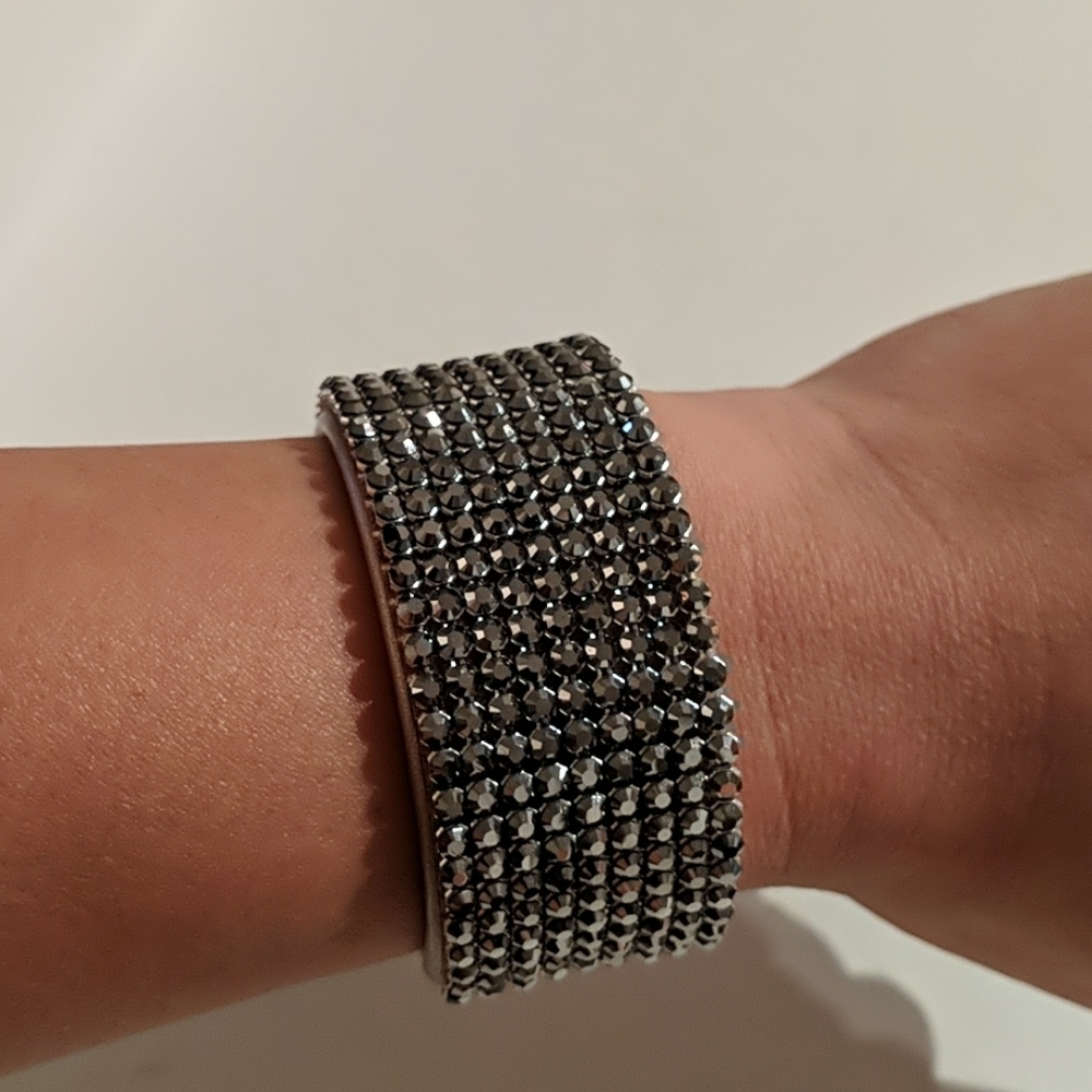 Swarovski Crystal Pave Leather Bracelet